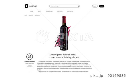 Vector wine bottle in low poly style . Editable illustration 90169886