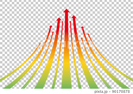 Rainbow colorful gradient upward curved arrow illustration / white background Rainbow colorful gradient upward curved arrow illustration / white background 90170878