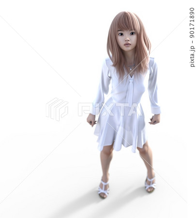 カジュアルファッションの若い女性 perming3DCGイラスト素材 カジュアルファッションの若い女性 perming3DCGイラスト素材 90171890