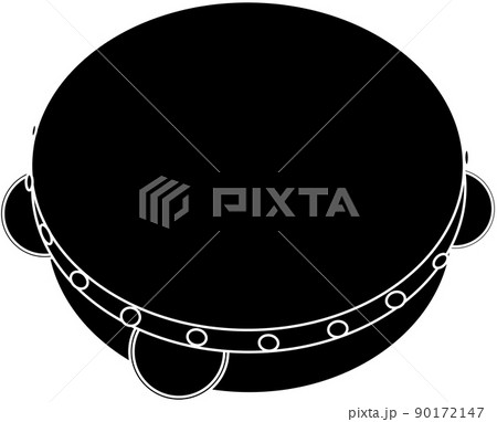 タンバリンのシルエット素材のイラスト素材