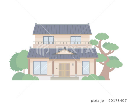 和風の家のイラスト線なし 90173407