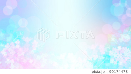 梅雨の幻想的な紫陽花のバナー背景素材 90174478