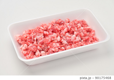 国産豚ひき肉（粗挽き）、粗びき、あらびき、パック、豚挽き肉、豚肉、お肉。 90175468