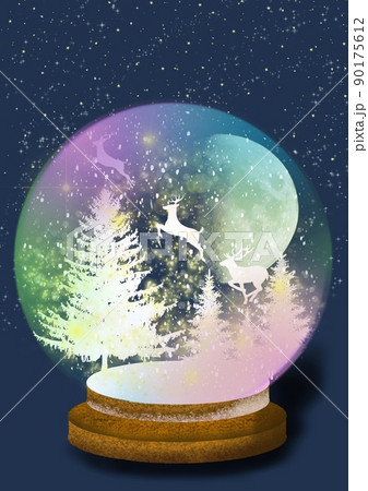 スノードーム　雪　月　鹿　木　小物 90175612