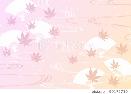 白扇とベタ楓の暑中見舞いはがき赤ヨコ 90175750