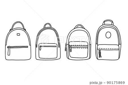 Backpack set doodle and simple vector illustration 90175869