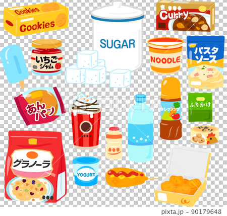 含糖加工食品的插圖集 90179648