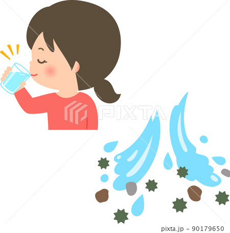 水を飲む女性とデトックスのイメージ 水を飲む女性とデトックスのイメージ 90179650
