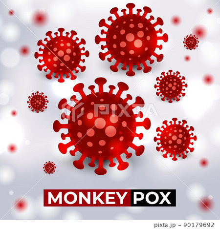 Monkeypox virus cells outbreak medical banner. Monkeypox virus cells outbreak medical banner. 90179692