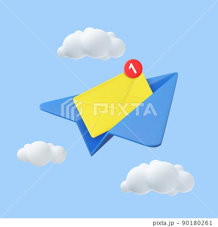 3D Paper Airplane with Envelope. 90180261