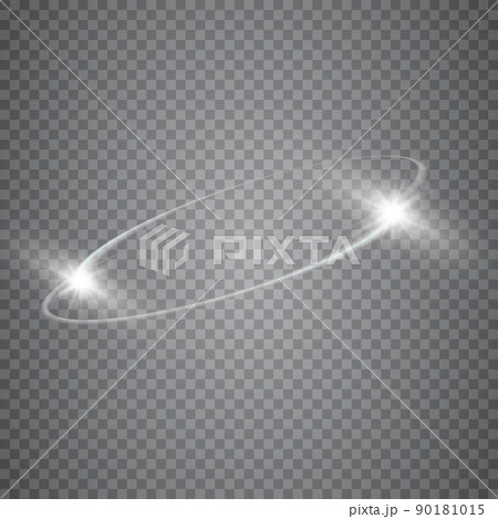 Circular lens flare transparent light effect. Abstract sparkling spark. Ellipse border. Shining shock. Rotational glow line. Power energy element. Glowing ring trace. Round shiny frame. Vector circle 90181015