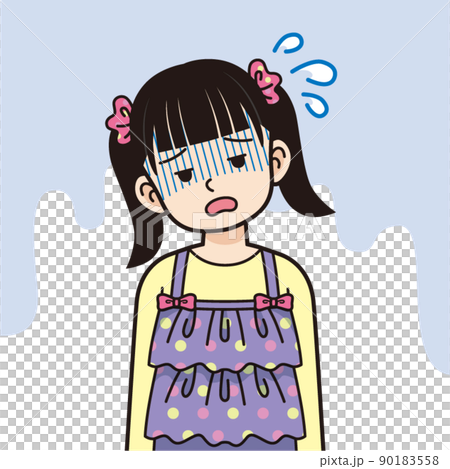 疲れたツインテールの女の子_線画 疲れたツインテールの女の子_線画 90183558