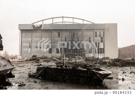 war destroyed on Ukraine airport by russian troops 90184233