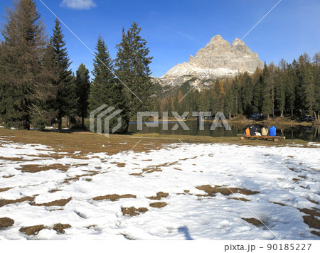 alpine landscape of Dolomites at Misurina, Italy  90185227