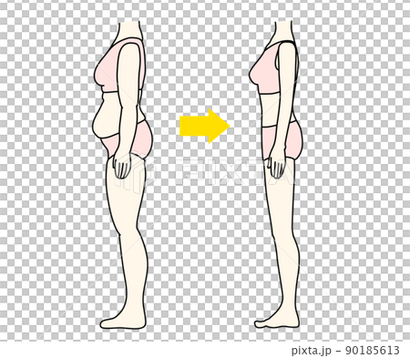 Diet before and after female body shape illustration Diet before and after female body shape illustration 90185613