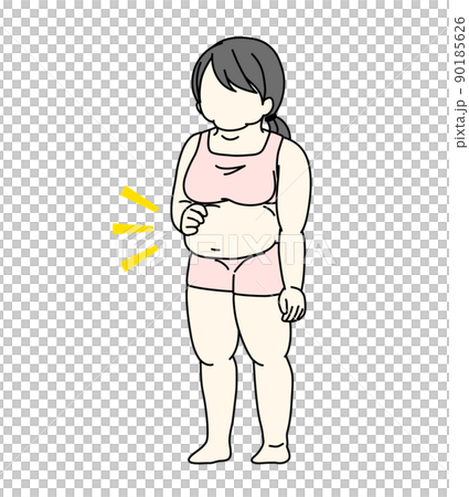 一個擔心她的胃的女人的插圖 一個擔心她的胃的女人的插圖 90185626