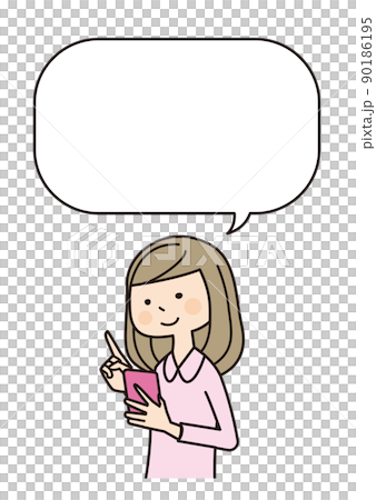 Female smartphone balloon setting outline Female smartphone balloon setting outline 90186195