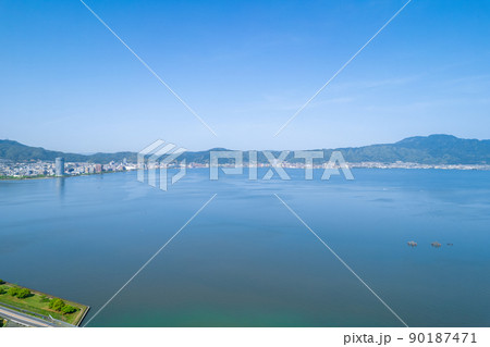 滋賀県大津市の近江大橋付近　ドローンにて撮影　2022年5月撮影 90187471