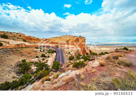 Road curving through desert canyon Road curving through desert canyon 90188833