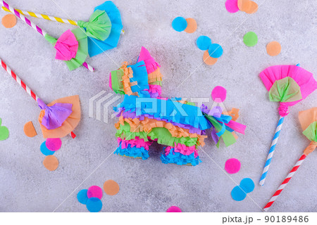 Traditional Mexican pinata in shape of donkey 90189486