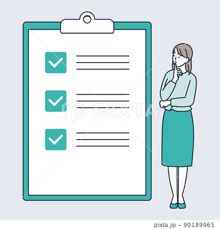 チェックシートで自己診断する女のイラスト素材 90189965