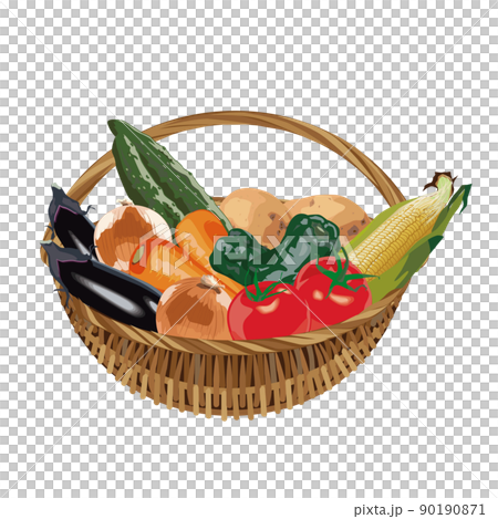 A basket full of vegetables - Stock Illustration [90190871] - PIXTA