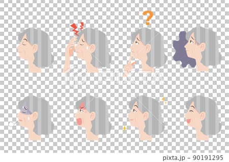女性高齢者の横顔イラストセット 女性高齢者の横顔イラストセット 90191295
