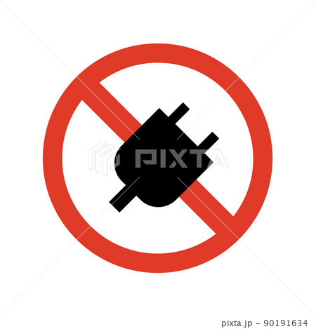 The sign of no power plug. Isolated Vector Illustration. 90191634