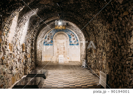 Chapel-tomb of Paskevich (1870-1889 Years) inside. Mosaic panels depicting flying seraphim and graves in chapel-tomb of Paskevich (1870-1889 Years) in city park. Famous local landmark Gomel, Belarus Chapel-tomb of Paskevich (1870-1889 Years) inside. Mosaic panels depicting flying seraphim and graves in chapel-tomb of Paskevich (1870-1889 Years) in city park. Famous local landmark Gomel, Belarus 90194001