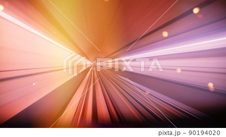 Monorail motion blur in Dubai, UAE. Dubai metro, abstract. FPV POV At Fast Speed Drive Motion. Driverless metro in blurred motion 90194020