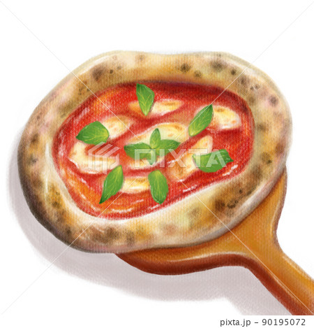 色鉛筆で描いたピザのイラスト 90195072