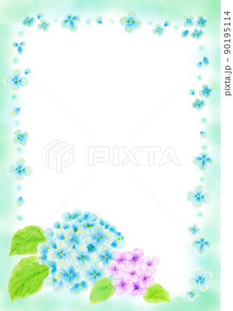 水彩で描いた紫陽花のイラスト(縦位置) 水彩で描いた紫陽花のイラスト(縦位置) 90195114