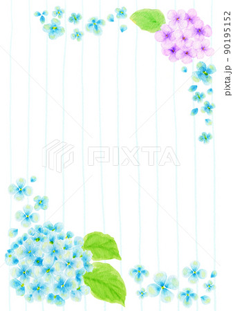 水彩で描いた紫陽花のイラスト(縦位置) 水彩で描いた紫陽花のイラスト(縦位置) 90195152