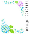 水彩で描いた紫陽花のイラスト（縦位置） 90195154