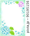 水彩で描いた紫陽花のイラスト（縦位置） 90195156