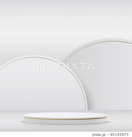 Abstract studio room with white and golden color pedestal podium. Vector Abstract studio room with white and golden color pedestal podium. Vector 90195975