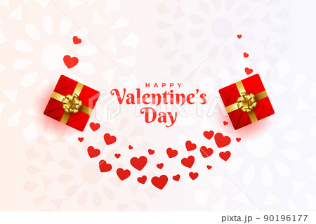 valentines day greeting with hearts and gift boxes 90196177