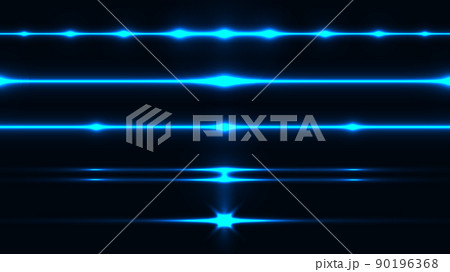 Set of blue lighting effect laser lines isolated on black background 90196368