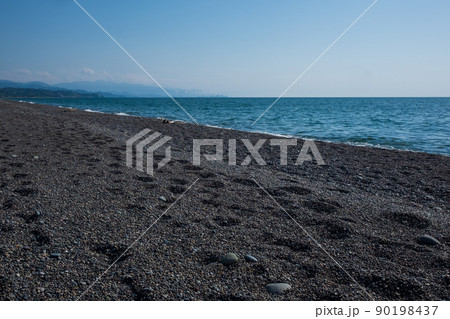 beautiful seascape view with clouds and beach in Georgia 90198437