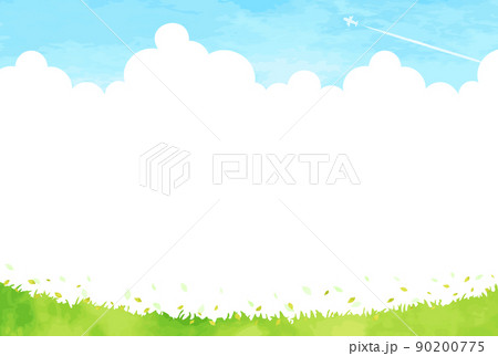 シンプルな草原と青い空の背景イラスト シンプルな草原と青い空の背景イラスト 90200775