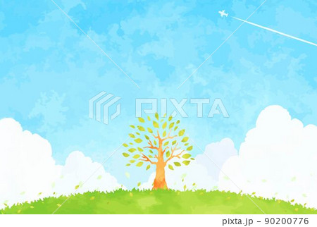 おおきな木と青空の風景イラスト おおきな木と青空の風景イラスト 90200776