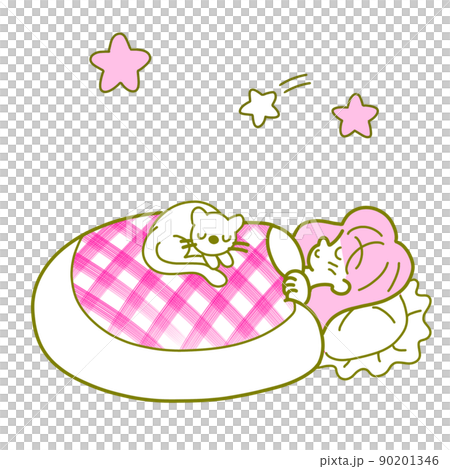 Girl sleeping on a futon 90201346