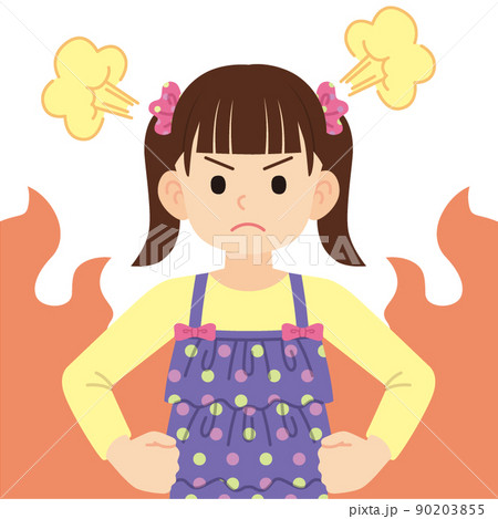 怒るツインテールの女の子＿線なし 90203855