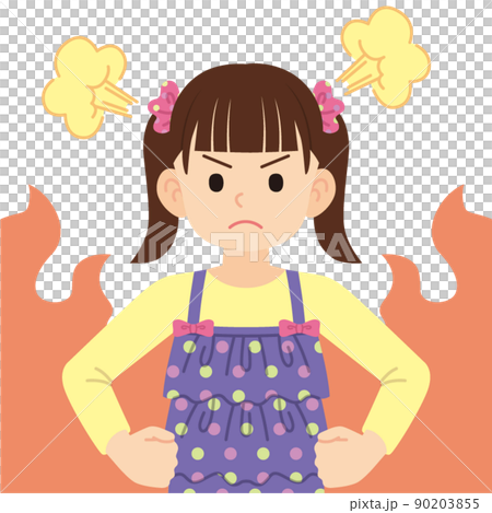 怒るツインテールの女の子＿線なし 90203855