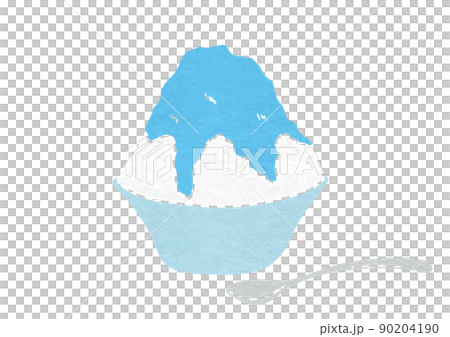 Illustration of Blue Hawaiian flavored shaved ice in a separate spoon (print style) Illustration of Blue Hawaiian flavored shaved ice in a separate spoon (print style) 90204190