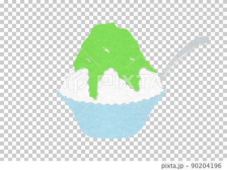 Illustration of melon-flavored shaved ice in a spoonful bowl (print style) Illustration of melon-flavored shaved ice in a spoonful bowl (print style) 90204196