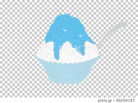 Illustration of Blue Hawaiian flavored shaved ice in a spoonful (print style) Illustration of Blue Hawaiian flavored shaved ice in a spoonful (print style) 90204197