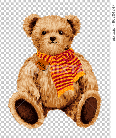 Illustration of a teddy bear wearing a muffler Illustration material 90204247