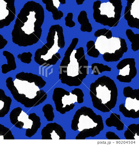 Seamless hand drawn pattern with patriotic leopard cheetah background. American US 4th fourth of July independence day fabric print. Blue red white design for party celebration fashion textile. 90204504