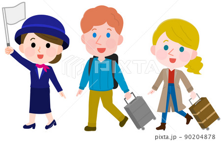 ガイドをつけて旅行する白人の男女2 インバウンド　イラスト 90204878